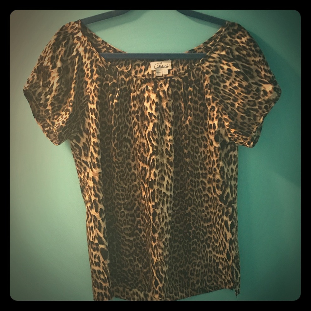 Claus size small leopard shirt.
